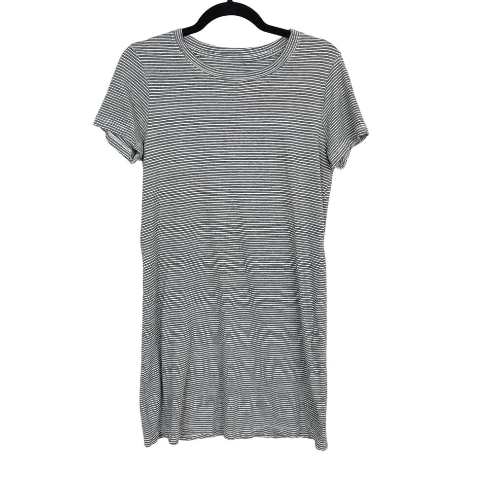 Current Elliott The Beatnik Dress Racer Stripe Gray White Size 0 XSmall XS Crew